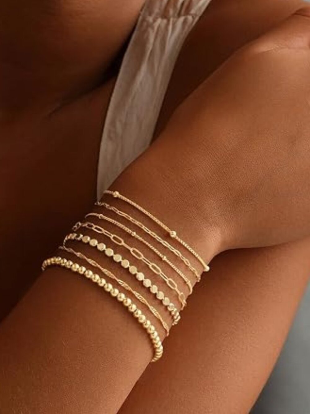 Turandoss Gold Bracelet Set for Women Trendy Stackable Jewelry